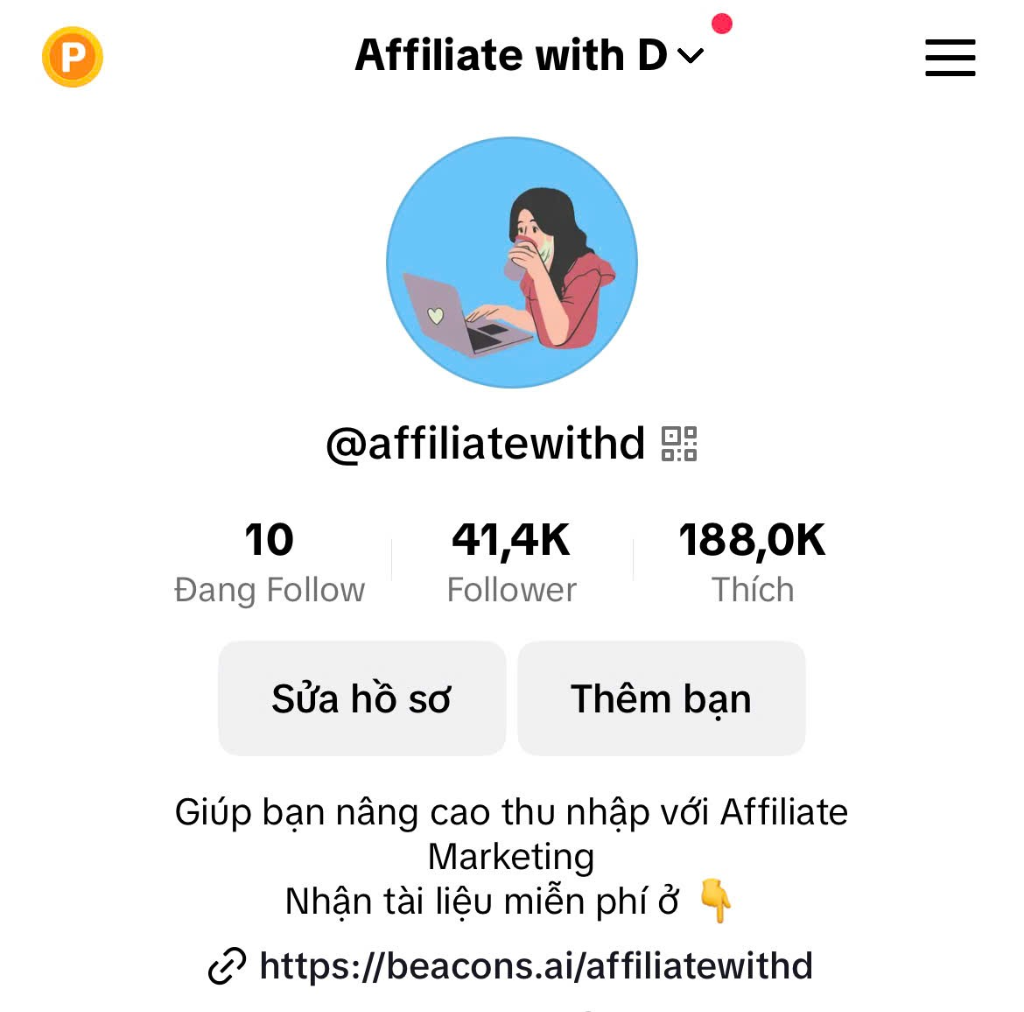 Ảnh chụp thực tế tài khoản quản trị TikTok Dinos